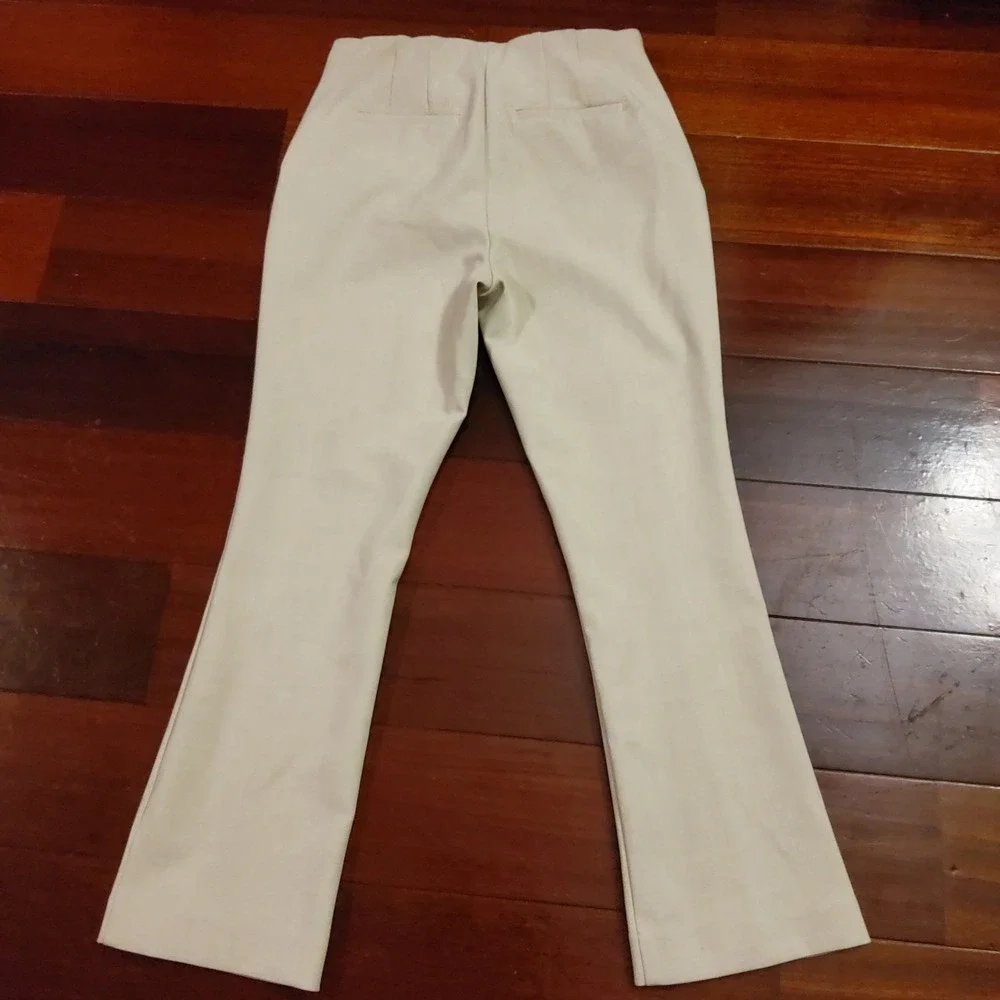 Rachel Zoe Cream Pintuck Tailored Stretch Trousers Side Zip Dress Pants Womens 2